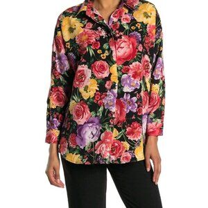 Catherine Malandrino Half Button Down Floral Shirt Top size Small